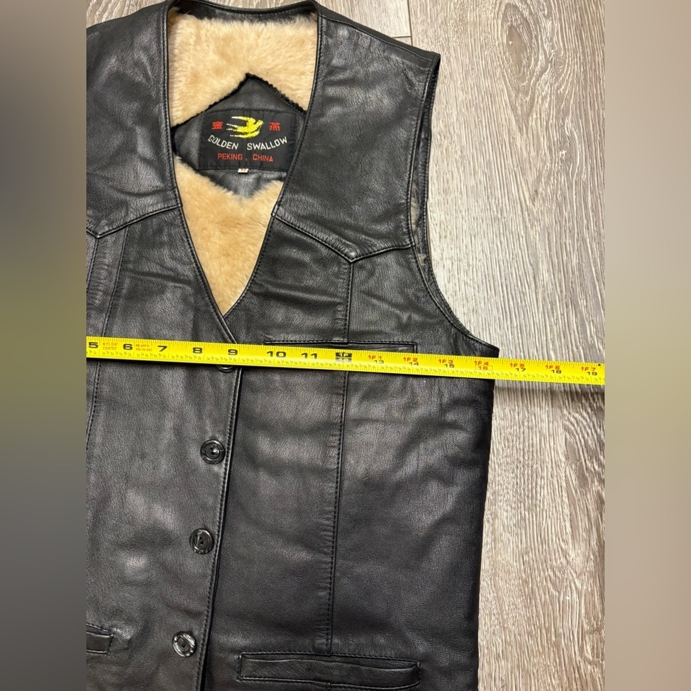 Golden Swallon Black Leather Vest for Men - Picture 5 of 9